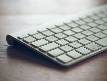 Close-up of computer keyboard on table