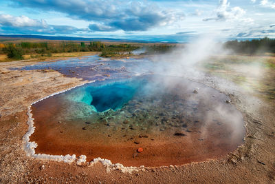 Aerial view of volcanic landscape