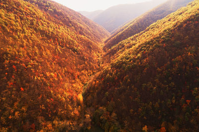 Scenic view of mountains during autumn