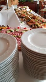 Close-up of dessert in plate on table