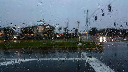 Close-up of water drops on glass