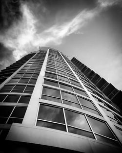 Low angle view of modern building against sky