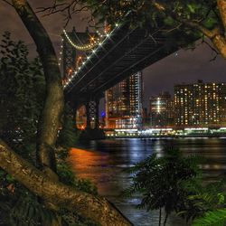 View of illuminated city at night