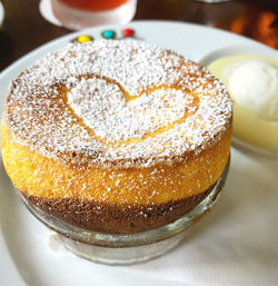 Close-up of cake in plate on table