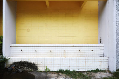 Closed door of building