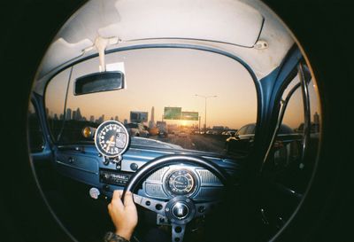 Person seen through car window