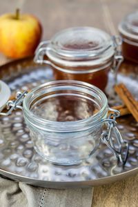 Close-up of jar on table