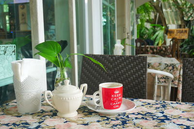 Coffee cup on table