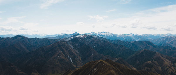 Panoramic view of mountains against sky