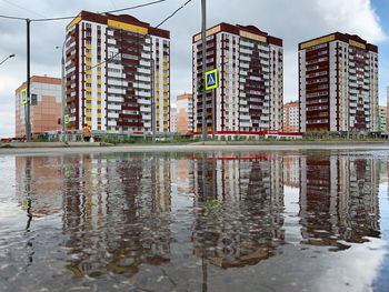 Reflection of building in water