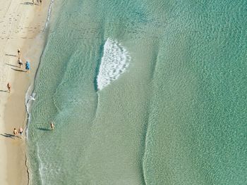 High angle view of man on beach