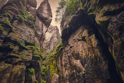 Low angle view of rock formation on mountain