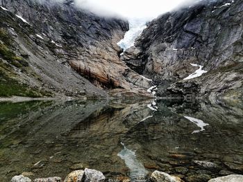 Water flowing through rocks