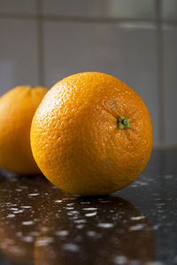 Close-up of orange on table