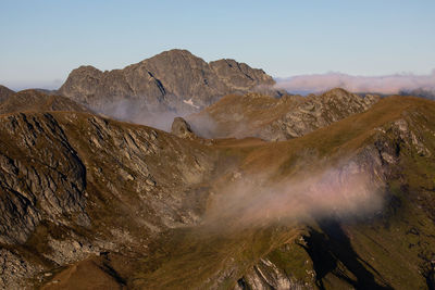 Scenic view of mountains against clear sky