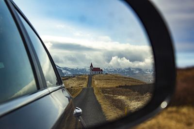 Road seen through car window