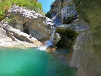 Scenic view of waterfall