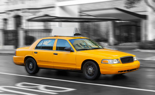 Yellow car on street