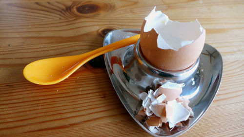 Close-up of broken egg shell