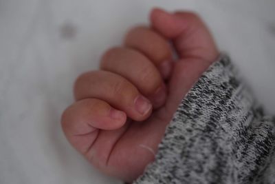 Close-up of baby hand