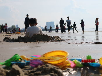 Children playing at the beach