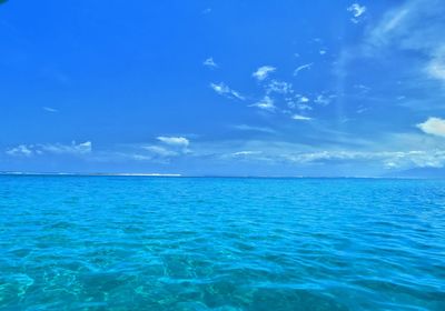 Scenic view of sea against blue sky