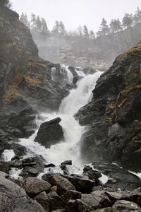 Scenic view of waterfall