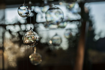 Close-up of light bulb hanging