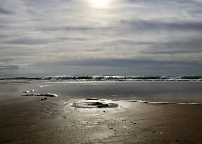 Scenic view of beach against sky