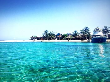 Scenic view of sea against clear sky