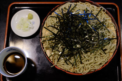 Directly above shot of soup in bowl on table