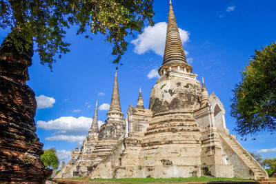 Low angle view of temple building against sky