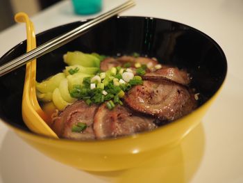 Close-up of served food in plate