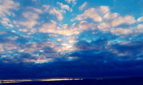 Low angle view of cloudy sky during sunset