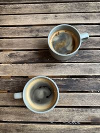 High angle view of coffee on table