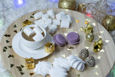 High angle view of food on table