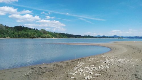 Scenic view of beach against sky