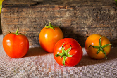 Close-up of tomatoes on table