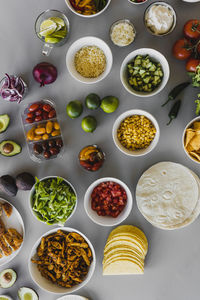 High angle view of food on table