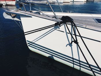 Ship moored in water