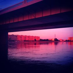 Bridge over river against sky during sunset