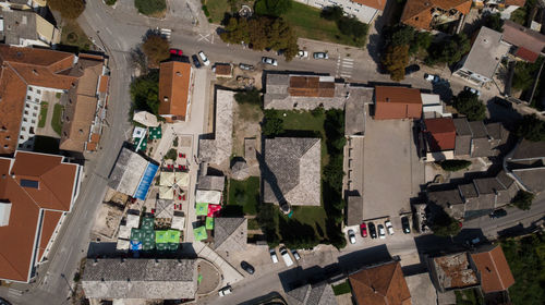 High angle view of buildings in city