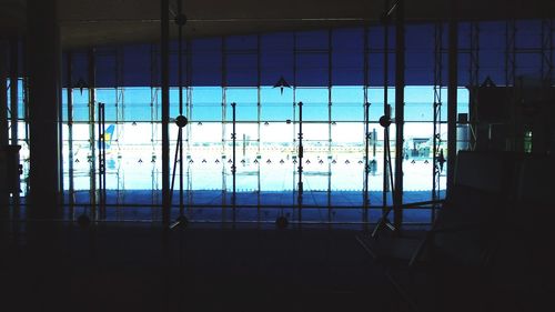 View of building through window