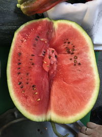 Close-up of chopped slices on table