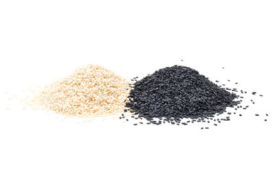 High angle view of bread on white background