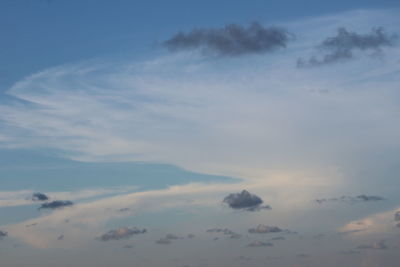 Low angle view of clouds in sky during sunset