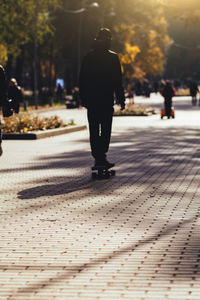 Active lifestyle concept. skater riding a skateboard in the park. copy space