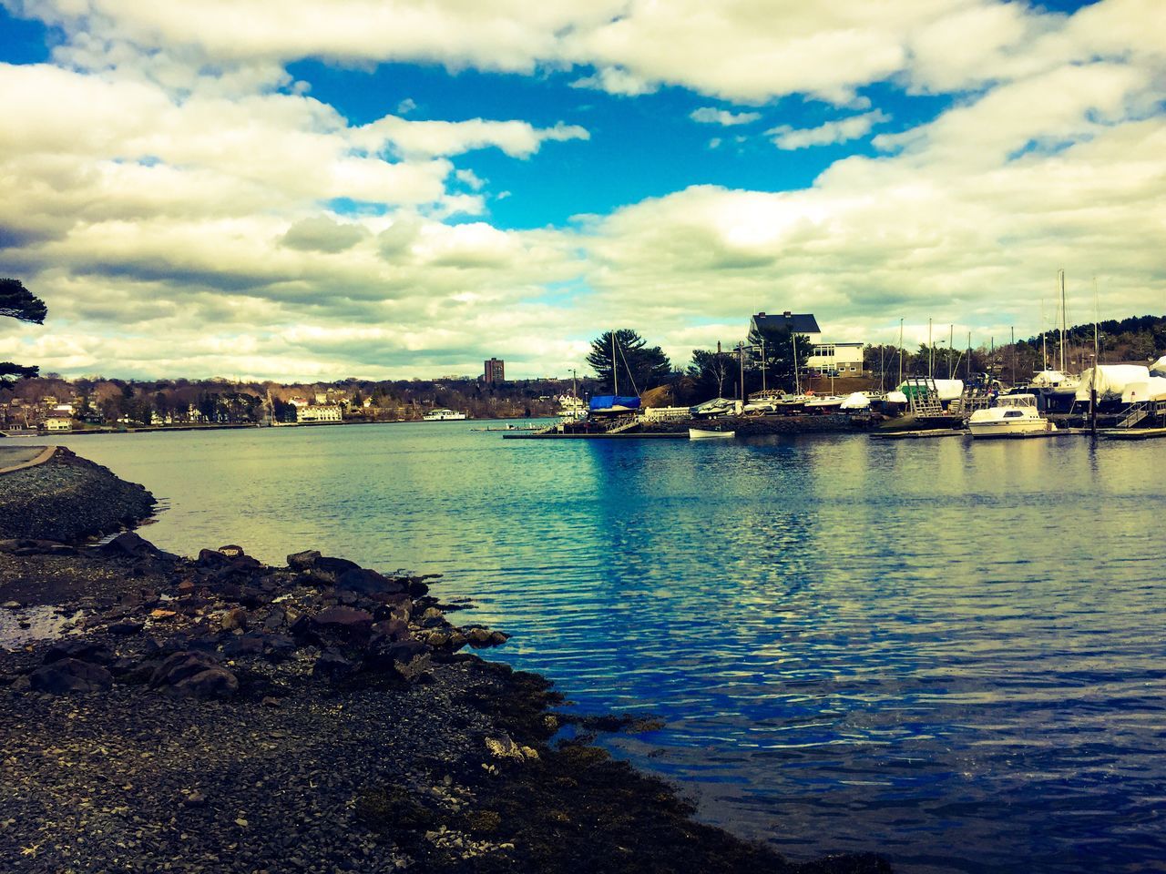 sky, cloud - sky, water, nautical vessel, scenics, nature, no people, sea, moored, beauty in nature, built structure, tranquil scene, outdoors, tranquility, architecture, day, waterfront, harbor, building exterior, travel destinations, yacht