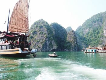 View of boats in sea