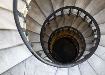 High angle view of spiral staircase